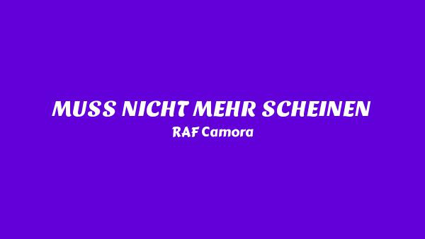 MUSS NICHT MEHR SCHEINEN Lyrics - RAF Camora