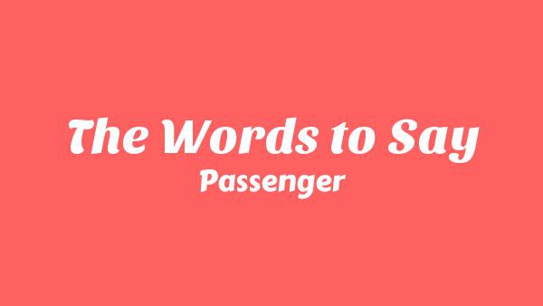 The Words to Say Lyrics - Passenger