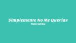 Simplemente No Me Querías  (English Translation) Lyrics